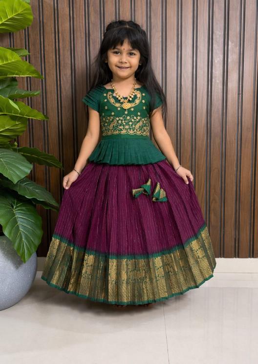 kids lehenga heavy silk Red purple Mumbai wholesale kids clothing suppliers